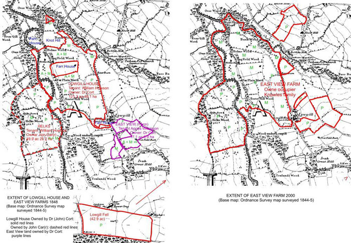 Comparison of land holdings of Lowgill Hall (East View) Estate