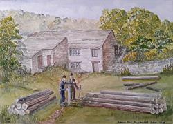 Millhouses bobbin mill c.1950 drawing by author